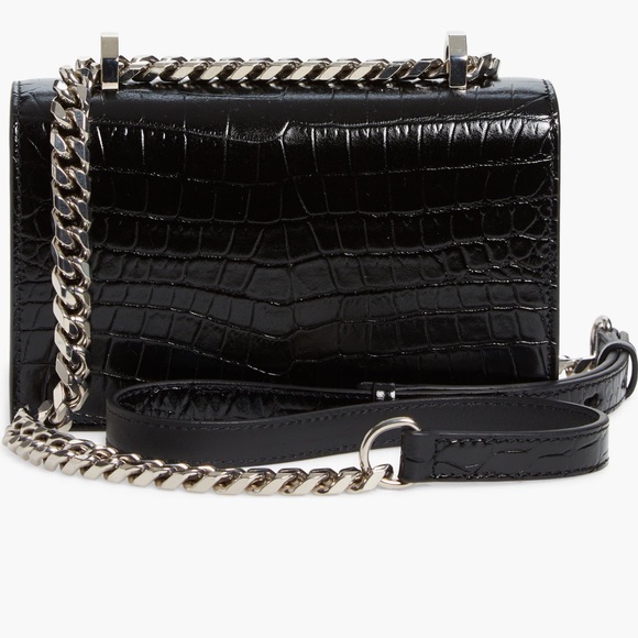 Alexander McQueen Mini Jeweled Croc Embossed Leather Satchel - Picture 2 of 7